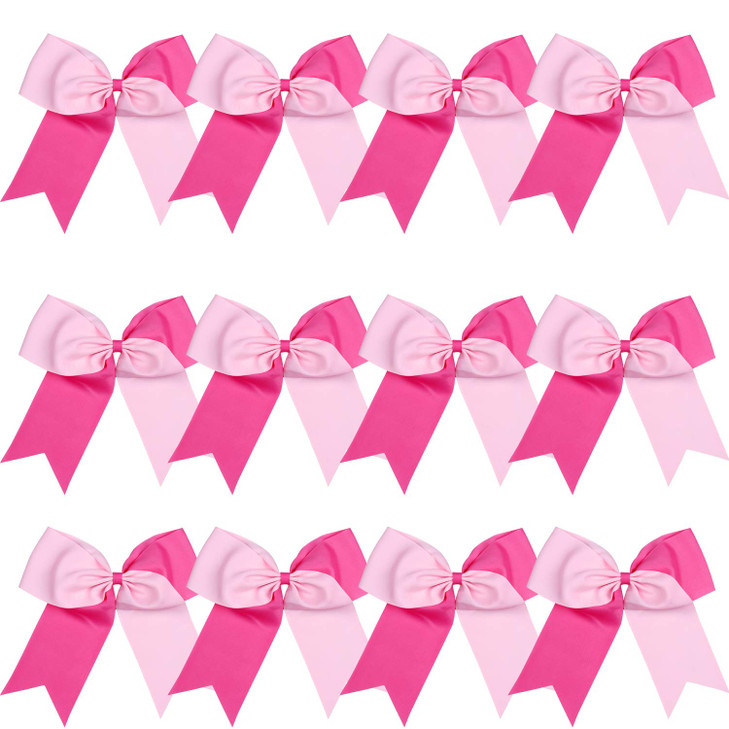 8 Inch 2 Colors Jumbo Cheerleader Bows Ponytail Holder Cheerleading Bows Hair PinkHot Pink