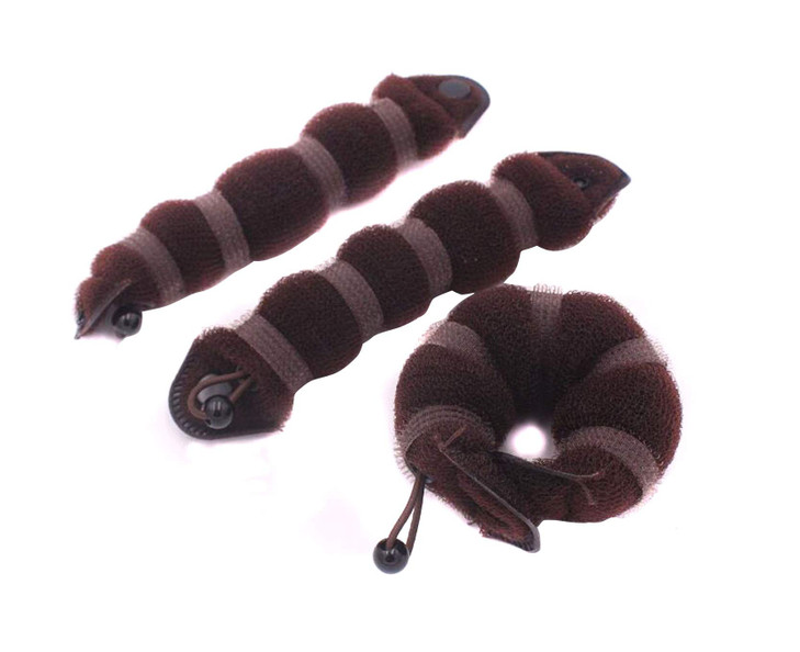 ASTRQLE Set of 3 Magic Hair Styling Styler Hot Hair Donut Bun Ring Styler Maker 1 large2 small Brown