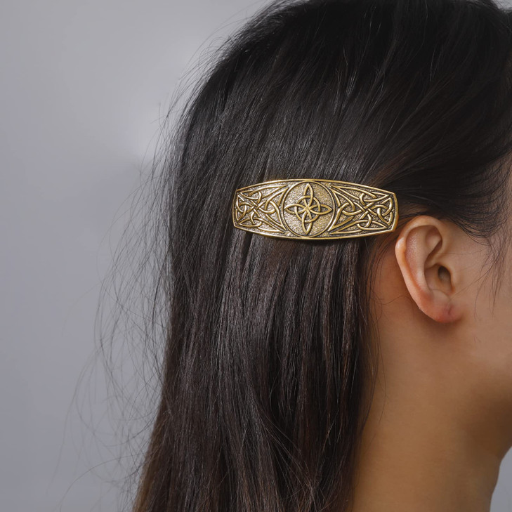 TEAMER Fashion Vintage Celtic Knot Hair Clip Metal Barrettes Pattern Engraved Headwear Witches Knot Hair Accessories for
