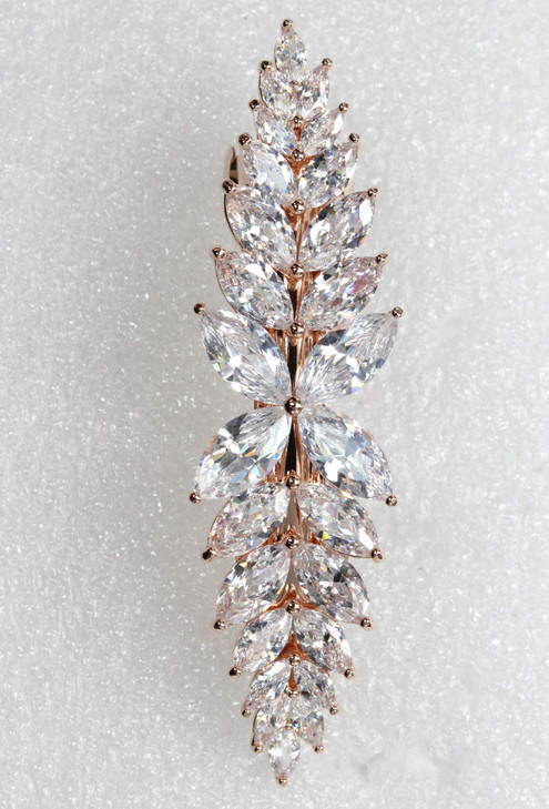 Faship Sparkling Clear CZ Crystal Floral Hair Barrette Clip