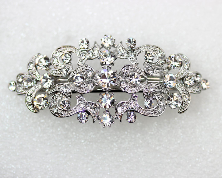Faship Gorgeous Clear Crystal Floral Hair Barrette Clip