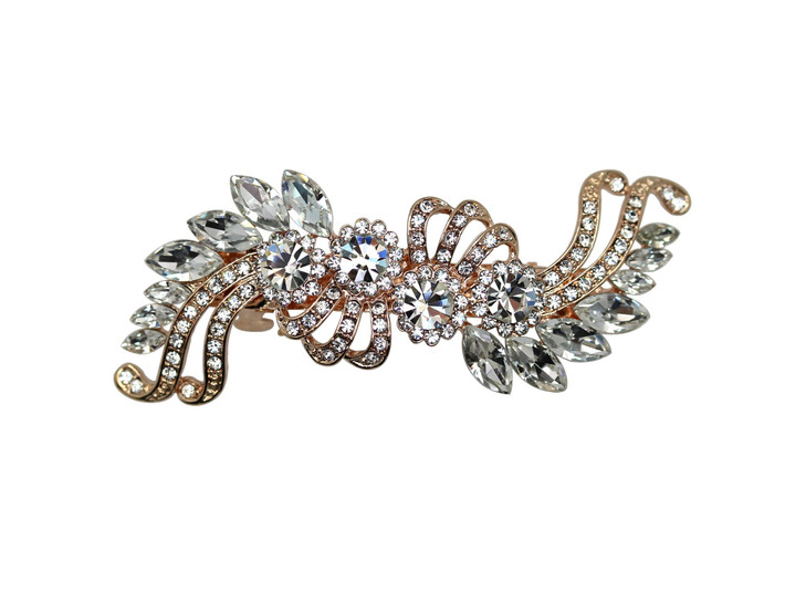 Faship Gorgeous Clear Crystal Floral Hair Barrette Clip