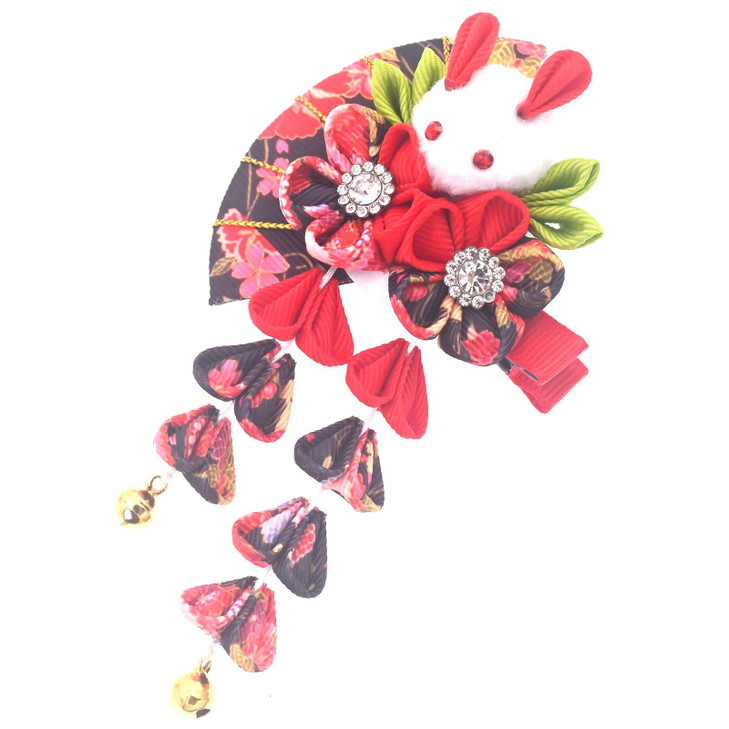 Japanese Hair Clips Kimono Flower HairPin Women Girls Kimono Hanfu Rabbit Hair Accessories Kanzashi Flower Hair Tie Band
