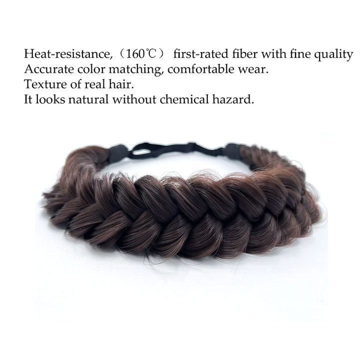 TOECWEGR Synthetic Hair Braided Headband Classic Wide Strands Wedding Disorderly Fluffy Braids Wig Band Women Beauty Acc