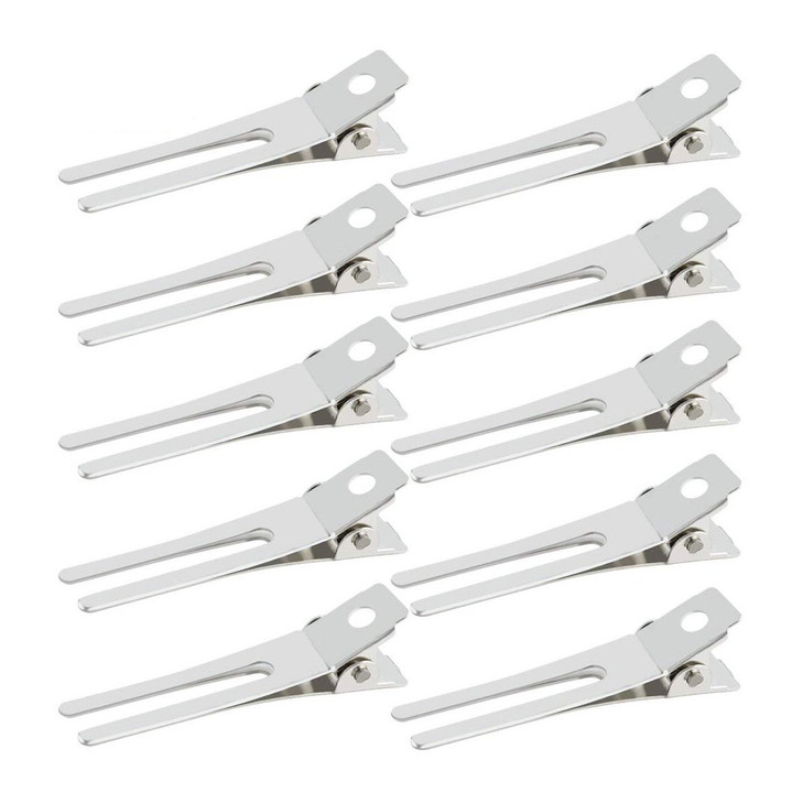 50pcs Hairdressing Double Prong Curl Clips Wobe 18 Setting Section Hair Clips Metal Alligator Hairpins for Bow Great Pin