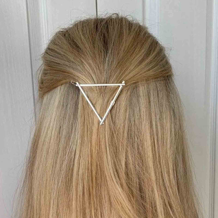 Yheakne Boho Triangle Hair Clip Barrette Metal Silver Geometry Hairpin Minimalist Hair Holder Modern Hair Accessories fo