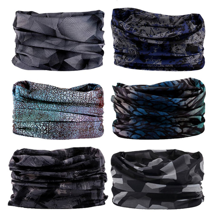 6pcs Magic Headband Face Mask Head Wrap Elastic Bandana Outdoor Headwear Sport Scarf Neck Gaiter UV Resistence for Worko