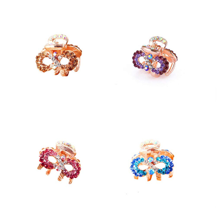 Ruihfas 4Pcs Cute Korean Fashion Hair Accessories Mini Crystal Rhinestone Hair Claws Gripper Bangs Clips Holder