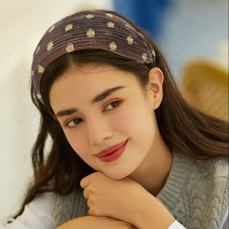ACOUINT 1 Pack Brown Headband for Women Boho Wide Headbands Thick Headbands with Teeth Large Head Bands for Womens Hair