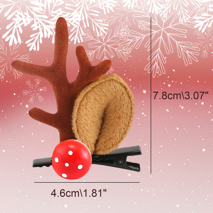Boobeen Christmas Hair Clip 2 Pairs Cute Reindeer Antlers Ears Hair Accessory Antlers Headdress Hairpin for Christmas Pa