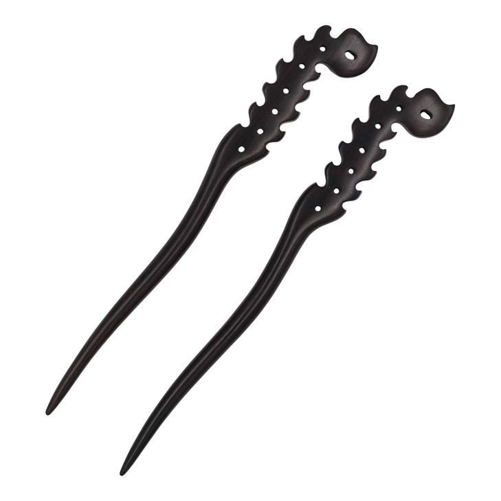 Real Sic Natural Sandalwood Hair Sticks for Women Set of 2 Retro Boho Fashion Chopsticks for Long Hair Fire
