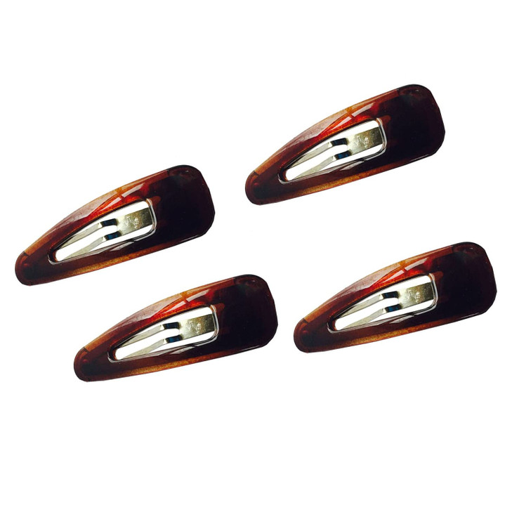 Parcelona French Mini Set of 4 Small Celluloid Acetate Snap Hair Clips No Slip Fashion Durable Styling Women Hair Access