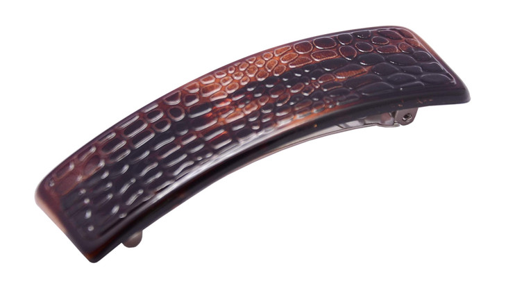 Parcelona French Croco Tortoise Shell Brown Strong Grip Celluloid Automatic Hair Clip Hair Barrette Tortoise Shell