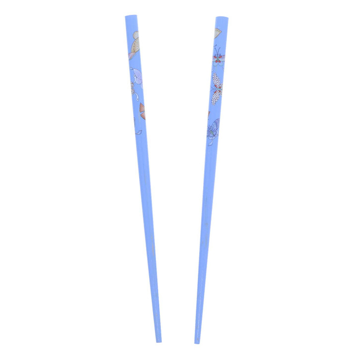 Set of Two Wooden Hair Sticks With Butterflies Chopsticks Hair Pin for Women 7 inches Long Blue