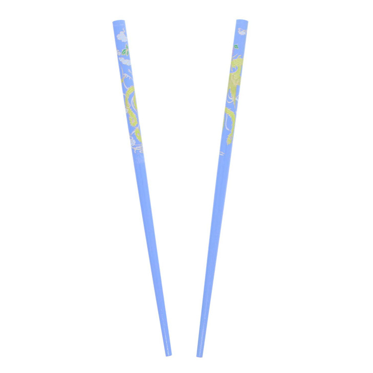 Set of Wooden Hair Sticks With Chinese Dragon Chopsticks Blue