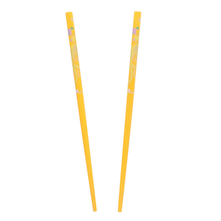 Set of Wooden Hair Sticks With Chinese Dragon Chopsticks Yellow