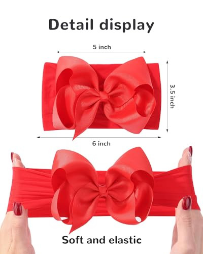 doboi 20pcs Baby Girls Bows Headbands Nylon Hairbands Ribbon Bow Elastic Hair Accessories for Newborns Infants Toddlers