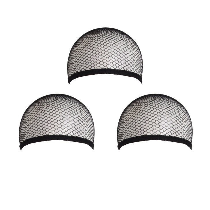 MapofBeauty 3 Pieces Elastic Hair Mesh Net One Size Wig CapsBlack
