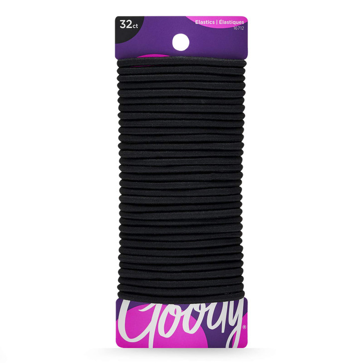 Goody Hair Womens Braided Hair Elastics Black 4mm for Medium Hair 32 Count Pack of 1