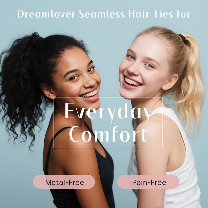 Dreamlover Hair Ties for Thick Hair Hair Bands for Womens Hair Ponytail Holders Ouchless Black Hair Ties for Girls No Da