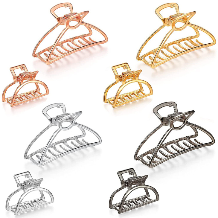 8 Pieces Metal Hair Claw Clips Set Includes 3 Inches Large Size Hair Catch Barrette Jaw Clamp and 157 Inches Small Half