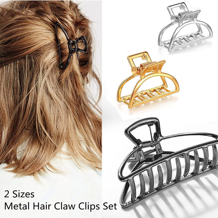 8 Pieces Metal Hair Claw Clips Set Includes 3 Inches Large Size Hair Catch Barrette Jaw Clamp and 157 Inches Small Half