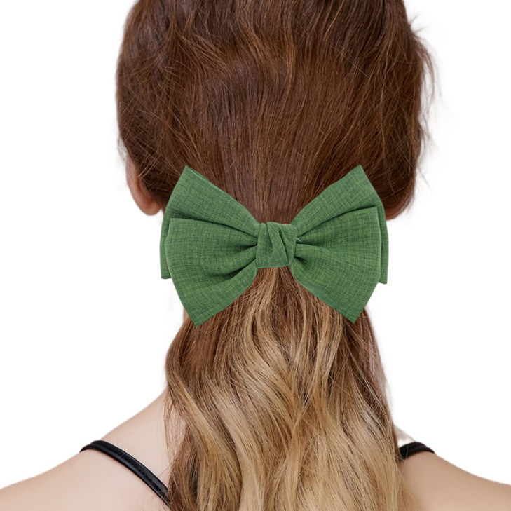 6 Pack Solid Color 52 Bow Clips Women Hair Barrettes Hair Accessories