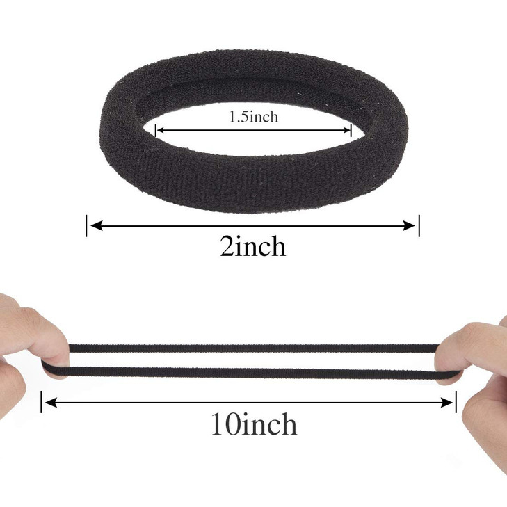 XIMA 60pcs Nylon Elastic Hair Ties Hair Ties Bands Rope No Crease Elastic Fabric Large Stretch Ponytail Holders 60pcsBla