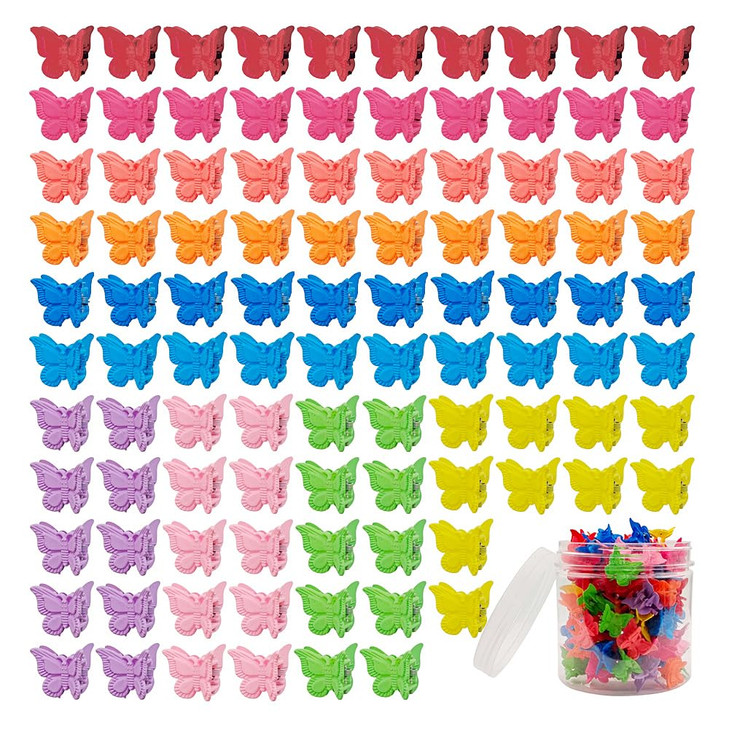 100 Pieces Assorted Color Butterfly Hair Clips Beautiful Mini Butterfly Hair Clips Hair Accessories for Women and Girls