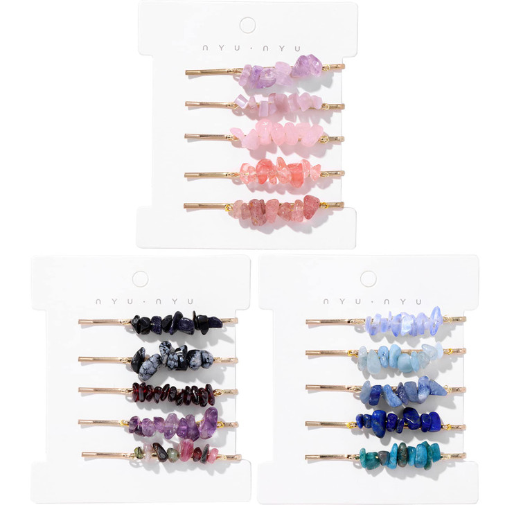 Crystal Hair Pins Gemstone Jeweled Bobby Pin Decorative Hair Accessories for Women Colorful Hairpins Set of 15