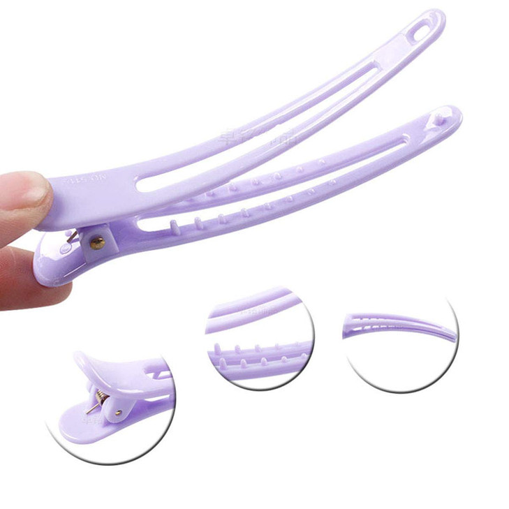 12PCS Colorful Hollow Plastic Metal Alligator Hair Clips Professional Hairdressing Salon Hair Barrettes Duck Bill Teeth