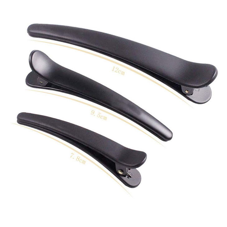 12PCS Matte Black Plastic Metal Alligator Hair Clips Professional Hairdressing Salon Hair Barrettes Duck Bill Teeth Non