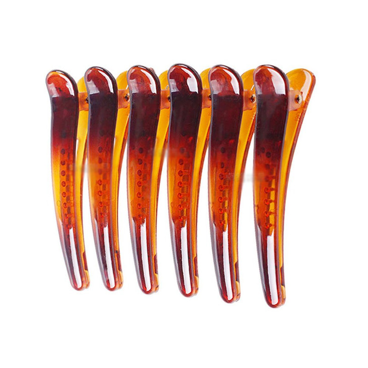 12PCS Brown Plastic Metal Alligator Bows Hair Clips Professional Hairdressing Salon Hair Barrettes Duck Bill Teeth Hair
