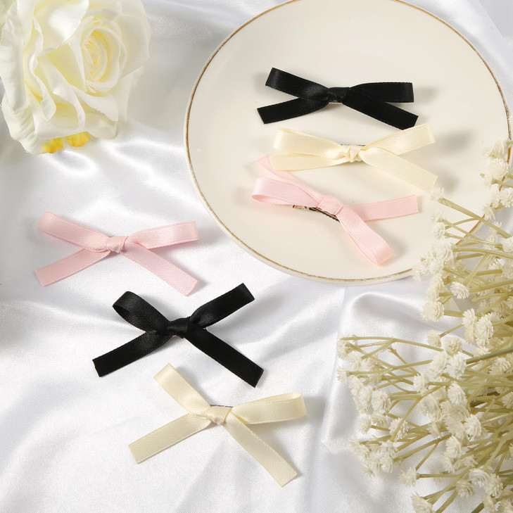 6pcs Sweet Kawaii Bow Hair Clips 3 Colors Hair Bows Alligator Clips Barrettes Cute Hair Braids Accessories Hair Ribbon S