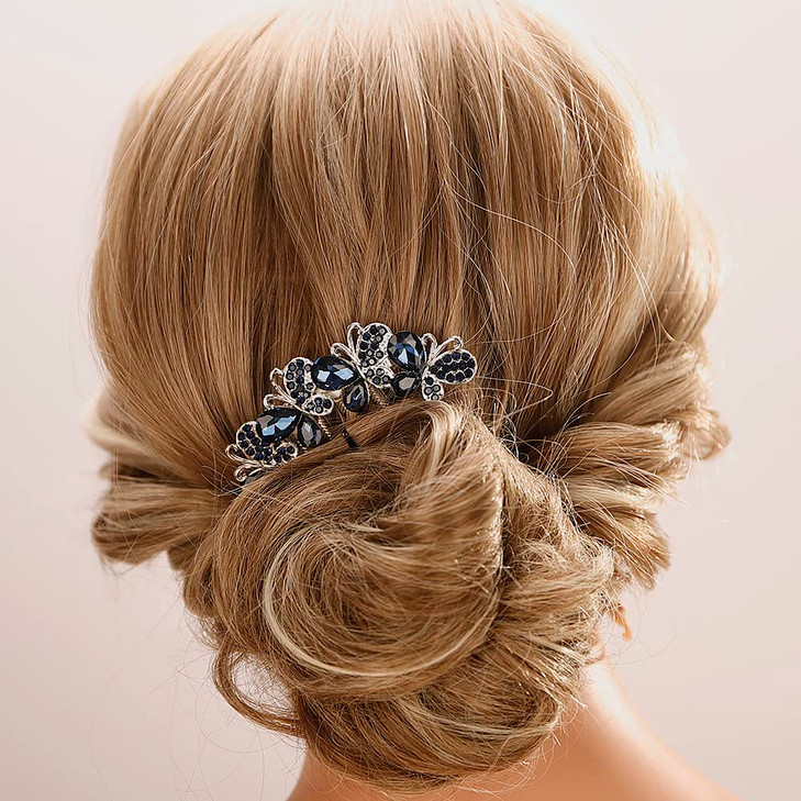 Aimimier Bridal Wedding Butterfly Crystal Hair Combs Decorative Rhinestone Headpieces Hair Clips Bride and Bridesmaids H