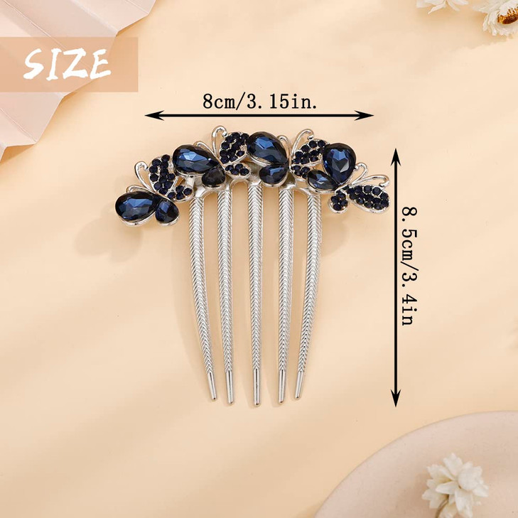 Aimimier Bridal Wedding Butterfly Crystal Hair Combs Decorative Rhinestone Headpieces Hair Clips Bride and Bridesmaids H