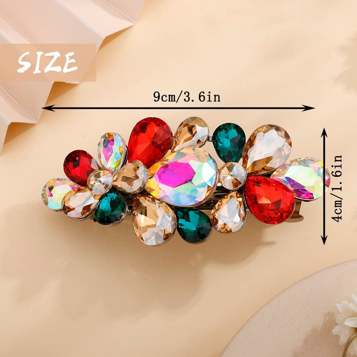 Aimimier Flower Crystal Hair Clip Luxury Rhinestone Barrettes Alligator Snap Hair Clips Wedding Floral Hair Clasp Hair A