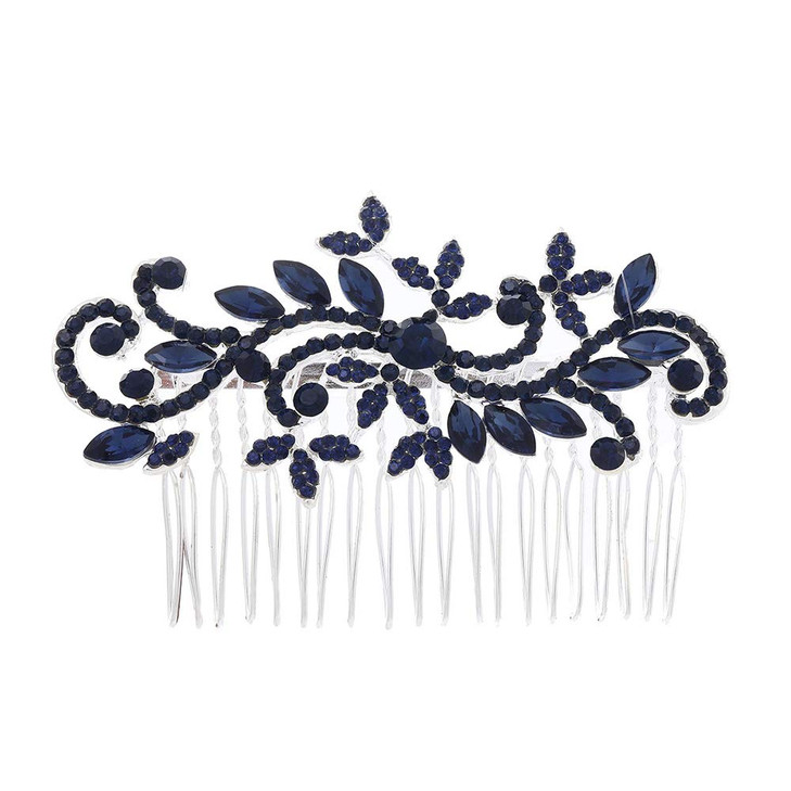 Chmier Bridal Hair Comb Crystal Hair Comb Blue Rhinestone Headpiece Marquise Side Comb Sapphire Wedding Hairpiece Prom B