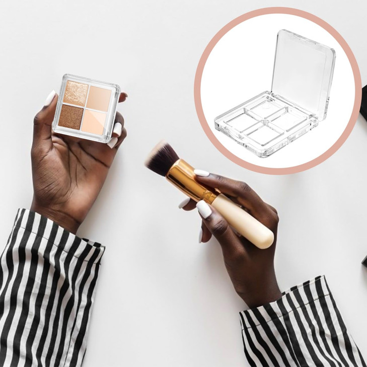 Beaupretty Empty Lipstick Palette 2 Pcs, 4-Grid Refillable Depotting Palette for Lipstick, Eyeshadow & Blush, Clear DIY Makeup Storage Case for Women