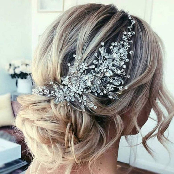 Anglacesmade Bridal Crystal Headband Rhinestone Hair Vine with Marquise for Birde Bridesmaid Wedding Hair Piece for Wome