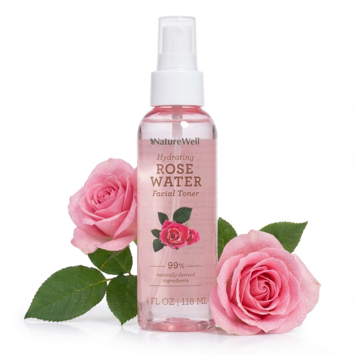 NATURE WELL Rose Water Hydrating Facial Toner Mist for Dewy & Radiant Skin, Refreshing, Conditioning, Soothing, Moisturizing, Perfect for Travel, 4 F online at globaldelivered