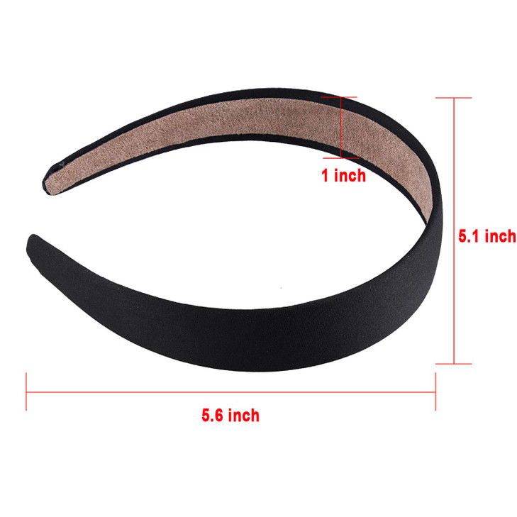 SIQUK 18 Pieces Satin Headbands Black Headband 1 Inch Nonslip Hard Headband DIY Hair Headbands for Women and Girls