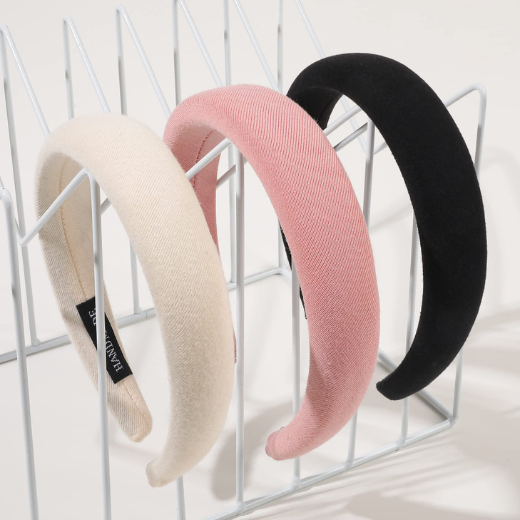 Ivyu Padded Headbands for Women 3 Pcs Diademas Para Mujer De Moda Fashion Headband Hair Bands Neutral Puffy Headband