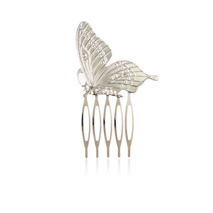 LOVEF 1Pair Delicate Retro Elegant Butterfly Hair Pin Clip Cuff Claw Side Comb SiverGold