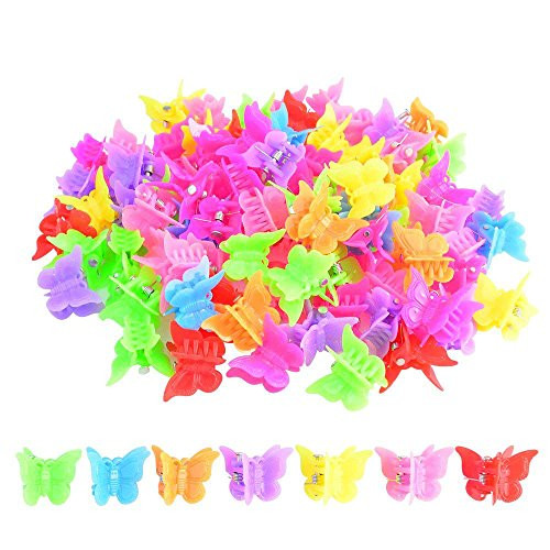 100 Packs Assorted Color Butterfly Hair Clips Bantoye Beautiful Mini Hair Accessories for Girls and Women Random Color