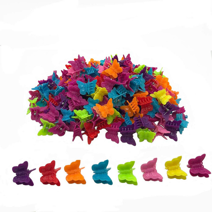 100 Packs Assorted Color Butterfly Hair Clips Beautiful Mini Clips Accessories for Women and Girls Random