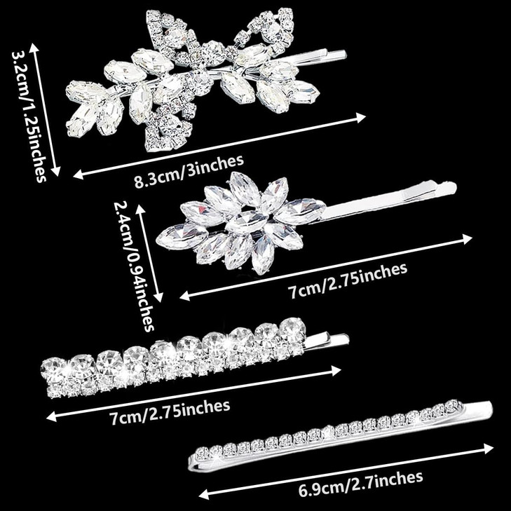 7 Pieces Crystal Leaf Hair Clips Elegant Rhinestone Leaf Wedding Hairpin Bridal Hairpins Delicate Hair Accessories for G