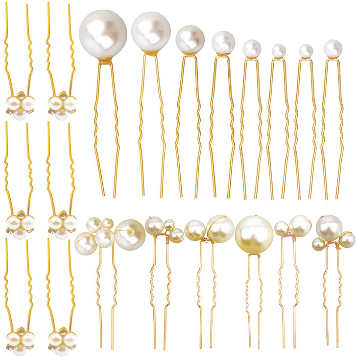 30 Pieces Wedding Pearl Hair Pins for Brides Bridal Elegant Pearl Rhinestones Hair Pins Updos Hair Piece Hair Accessorie