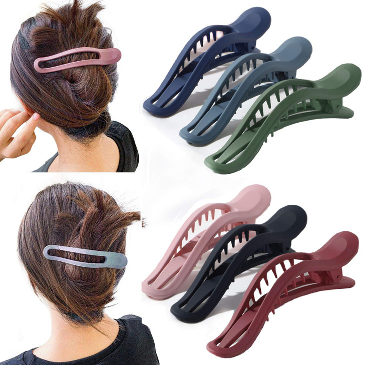 6PCS Hair Claws Clips No Slip Strong Hair Clips Teeth Curve Durable Alligator Duck Bill Jaw Clips Hair Styling Accessori