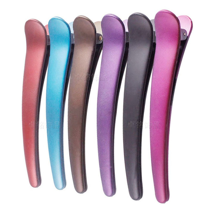 12PCS Professional Hairdressing Salon Hair Barrettes Duck Bill Teeth Hair Clips Non Slip band Clips Multicolor Scrub Pla